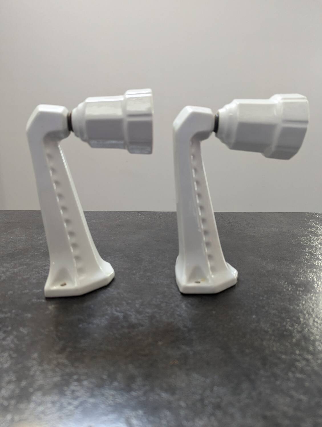 Lot of two porcelain wall lights 1930 Art Deco bathroom