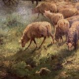 Alexandre Aymar Pezant (1846 – 1916) "The Return of the Herd". Large HST
