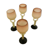 Ensemble de 4 verres à pied et 1 carafe en pâte de verre