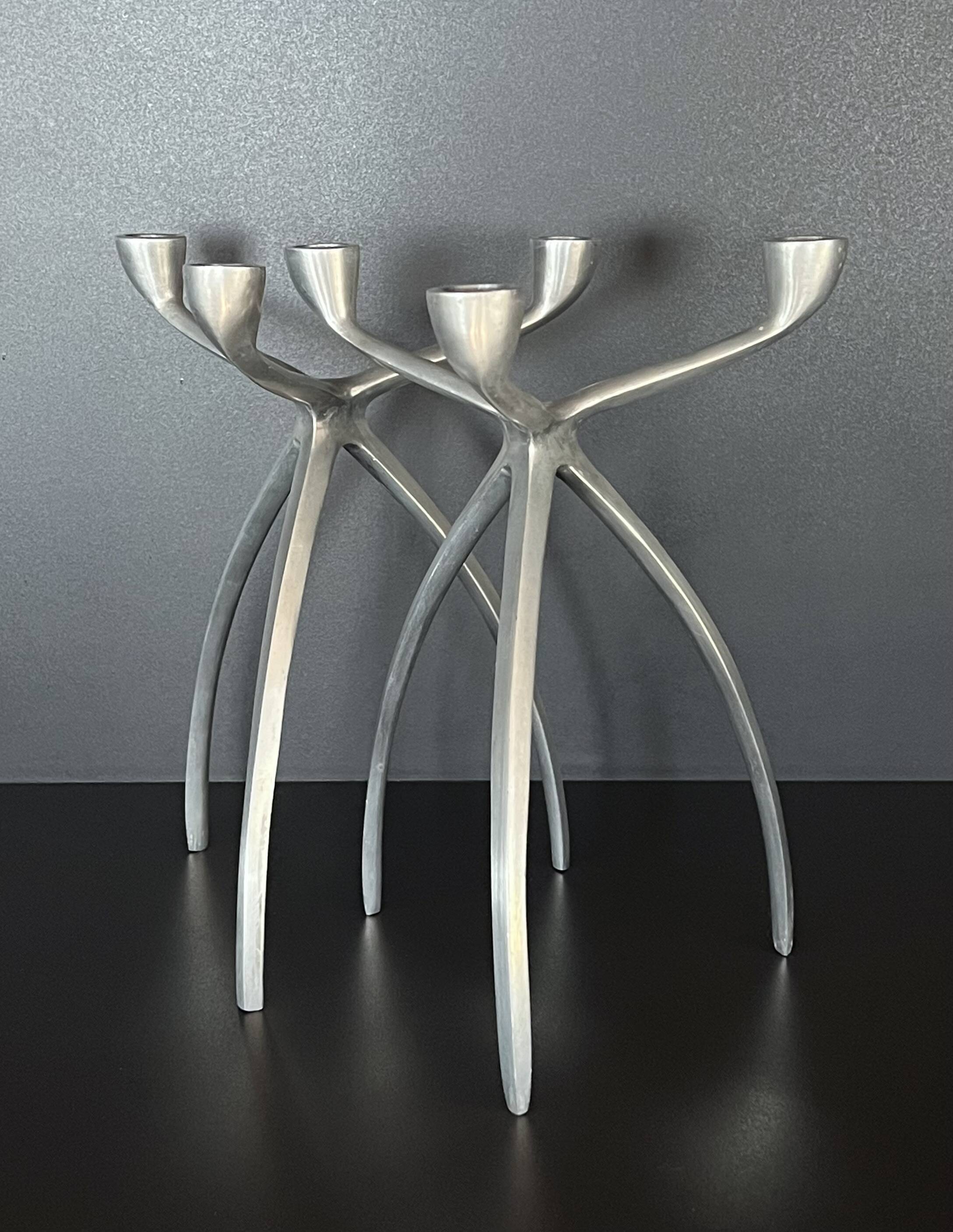 Aluminium tripod candle holders for De Bijenkorf, Netherlands 1970s