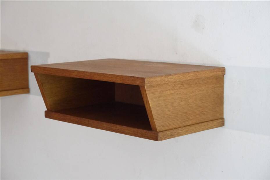 Paire de chevets muraux en bois 1960