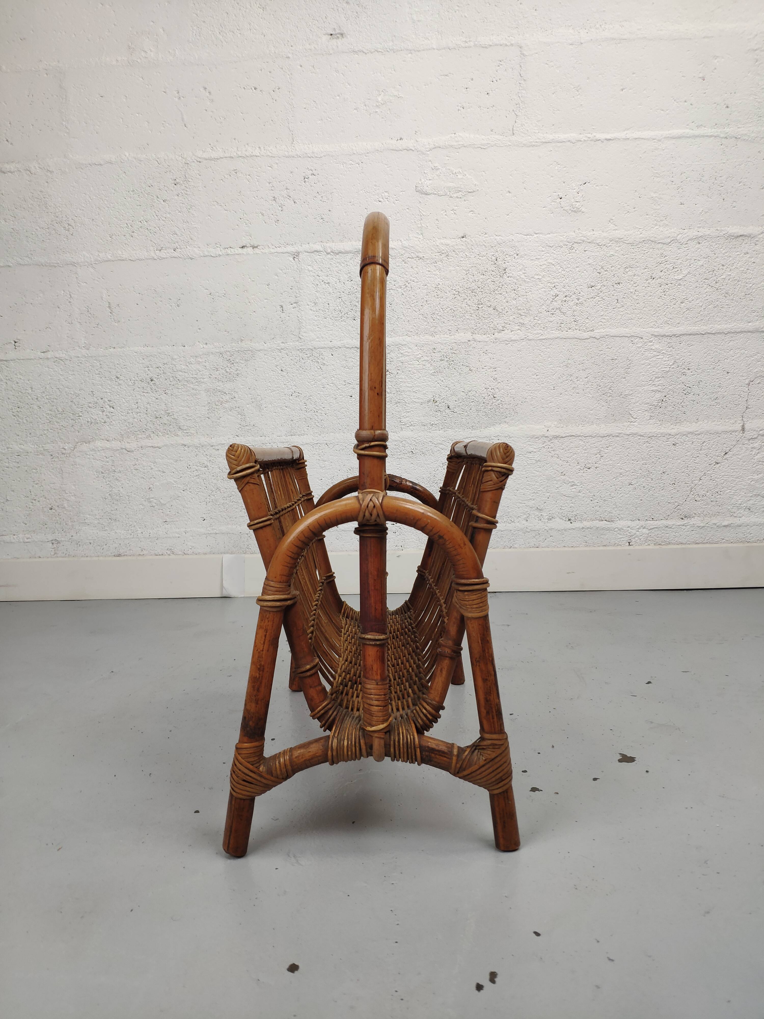 Vintage bamboo magazine holder