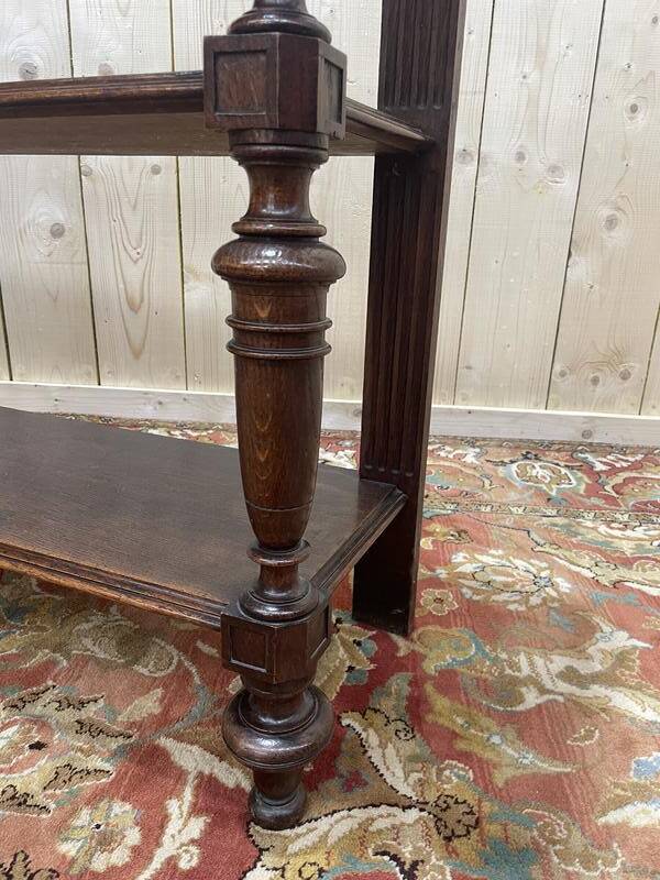 Desserte - Console en chêne massif Napoléon III marbre gris veiné