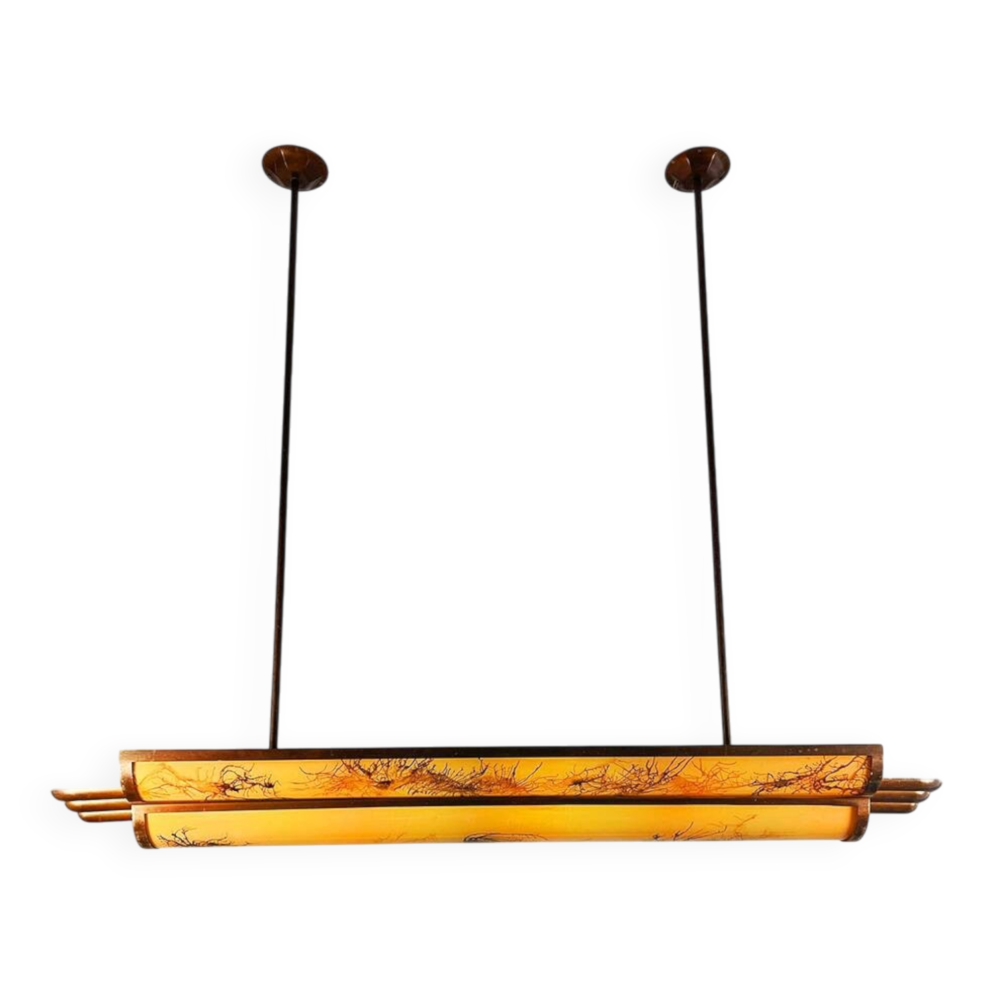 Vintage French large pendant lamp 'marble look Art Deco style'