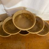Set of 6 vintage rhodaceram ceramic bowls, beige and brown