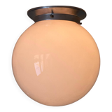 White opaline glass globe ceiling light, wall light, aluminum mounting