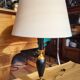 Vintage leather and brass desk lamp Le Tanneur