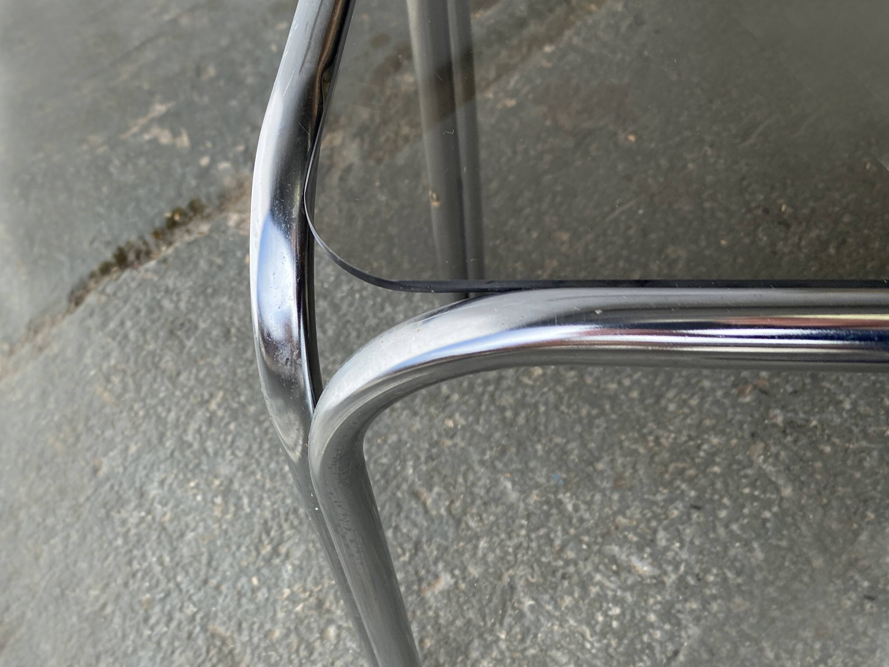1970s Mid-Century modern tubular chrome and smoked glass nesting tables
