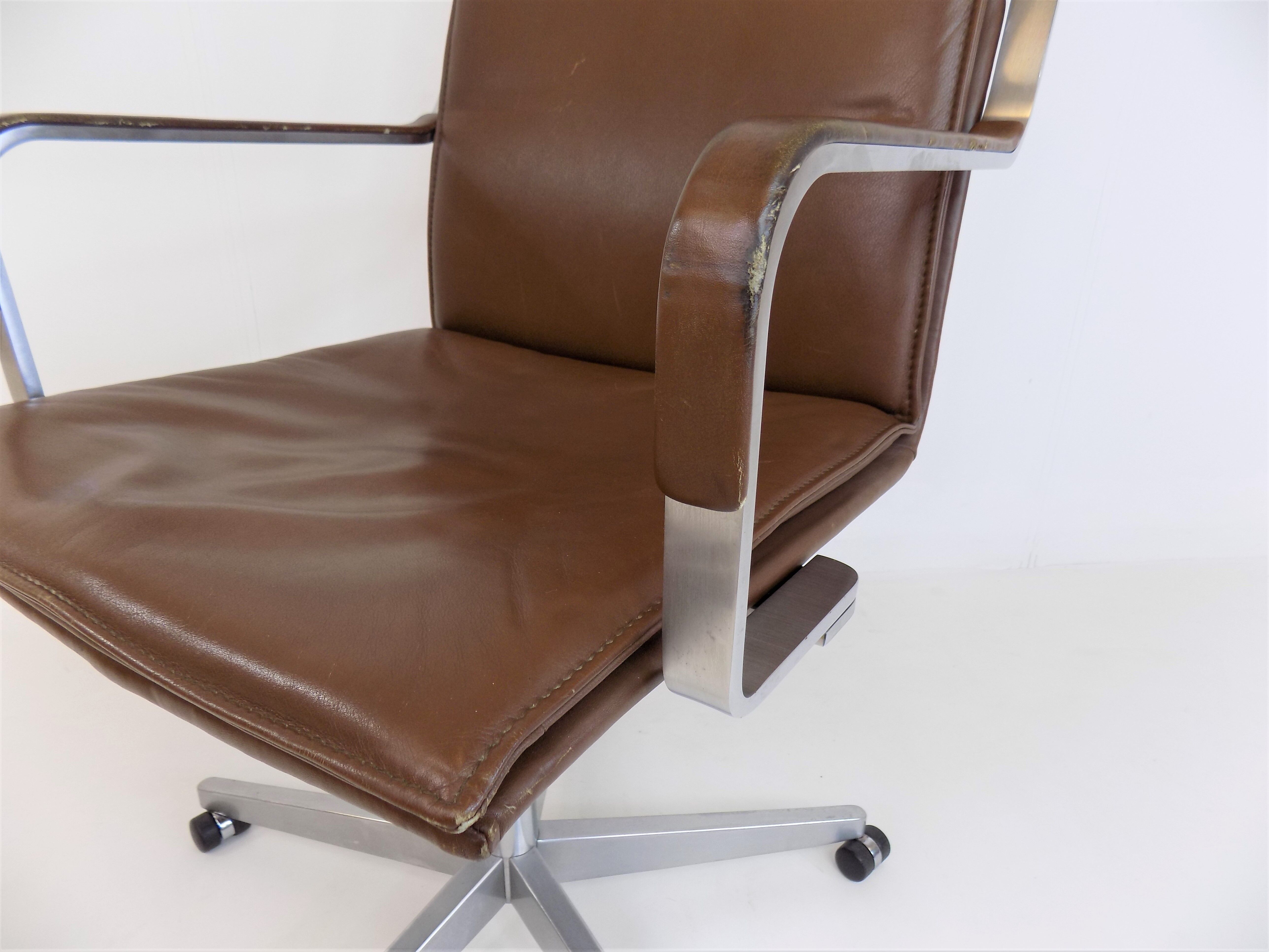 Rudolf Glatzel Leather Office Chair, Knoll