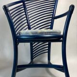 Set of 4 sculptural rattan bamboo dining chairs, Flechtatelier Schütz, Germany 1980s