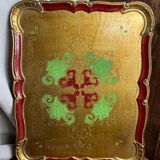 Grand plateau en bois florentin