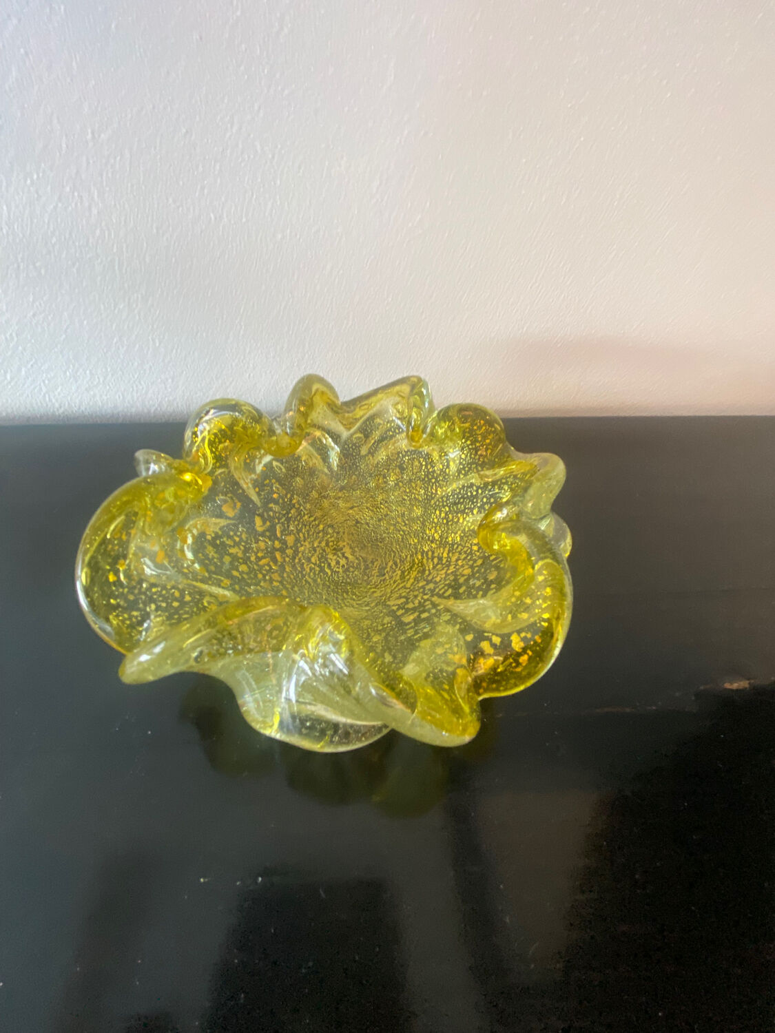 Empty ashtray pocket Murano Barovier Toso Vintage gold glitter