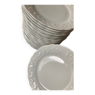 White Limoges porcelain dessert plates - Philippe Deshoulieres