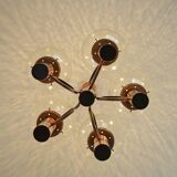 X Large vintage copper chandelier 1980's brutalist hanging light MCM