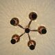 X Large vintage copper chandelier 1980's brutalist hanging light MCM