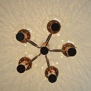 X Large vintage copper chandelier 1980's brutalist hanging light MCM