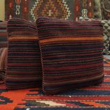 Bold Striped Wool Kilim Cushion Cover Handmade Scatter Pillow 35x35cm