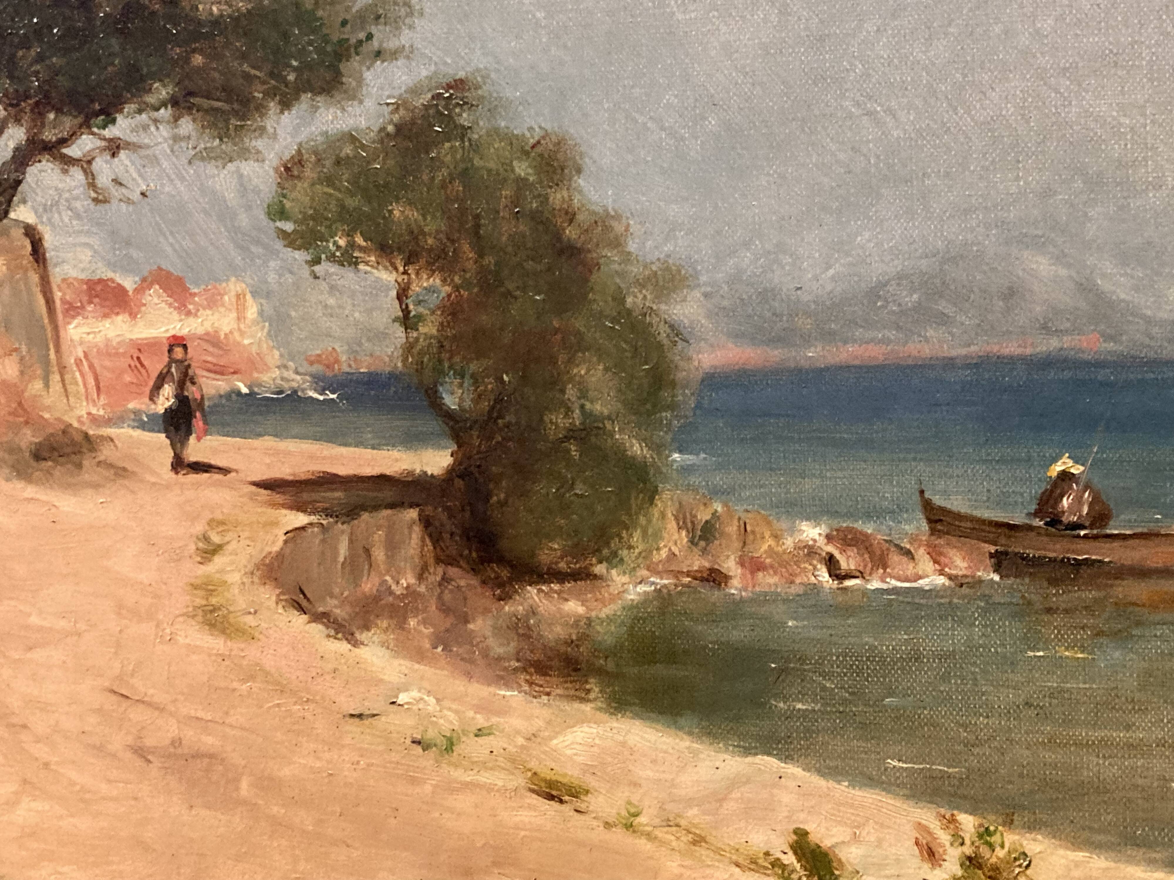 Peter baumgartner (1834-1911), seaside landscape, oil on canvas