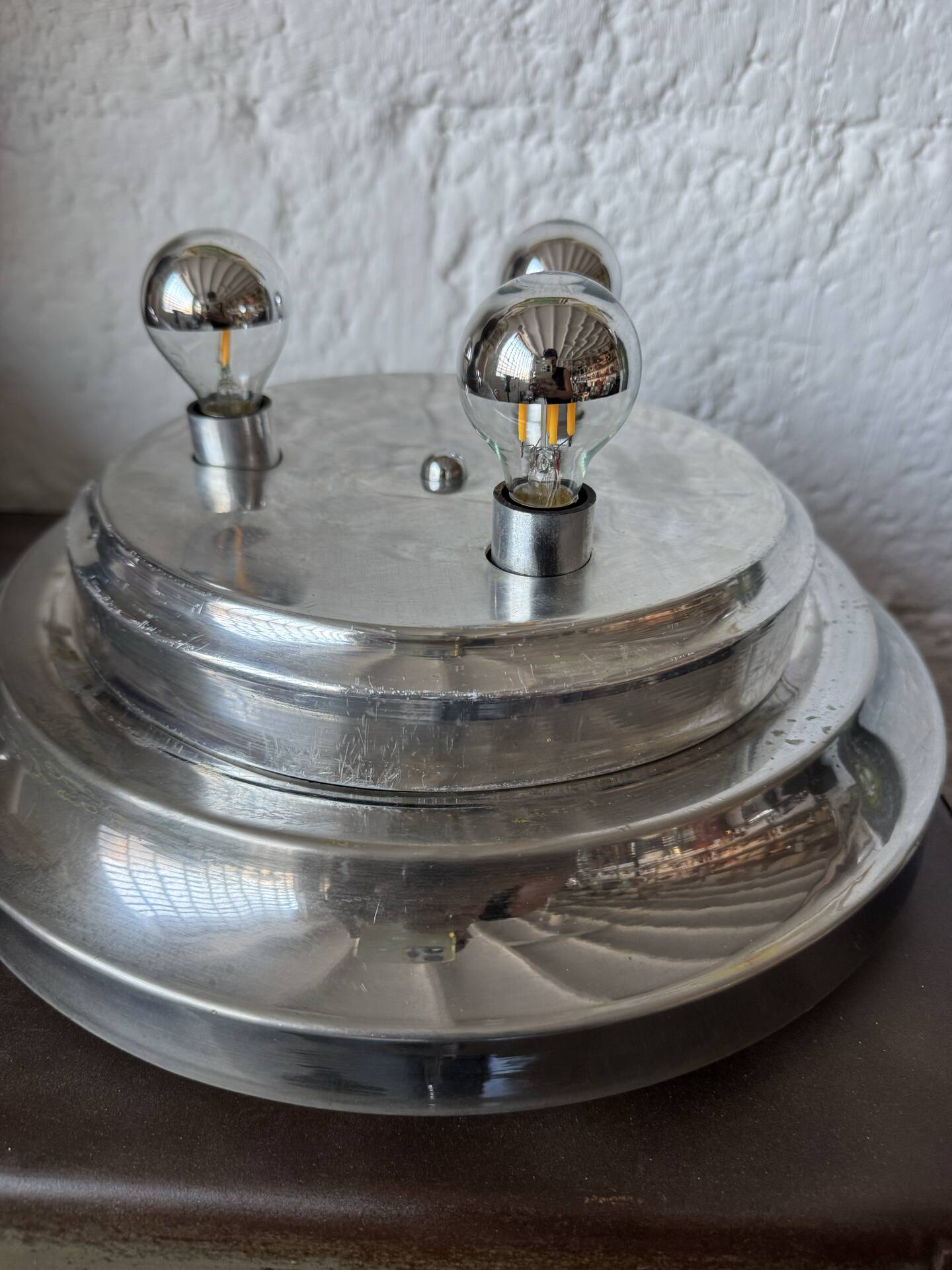 Lampe de table verre bullé Space Age années 70
