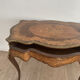 Table d'appoint vintage bois marqueté et laiton