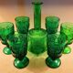 Old vintage molded glass glasses and decanter