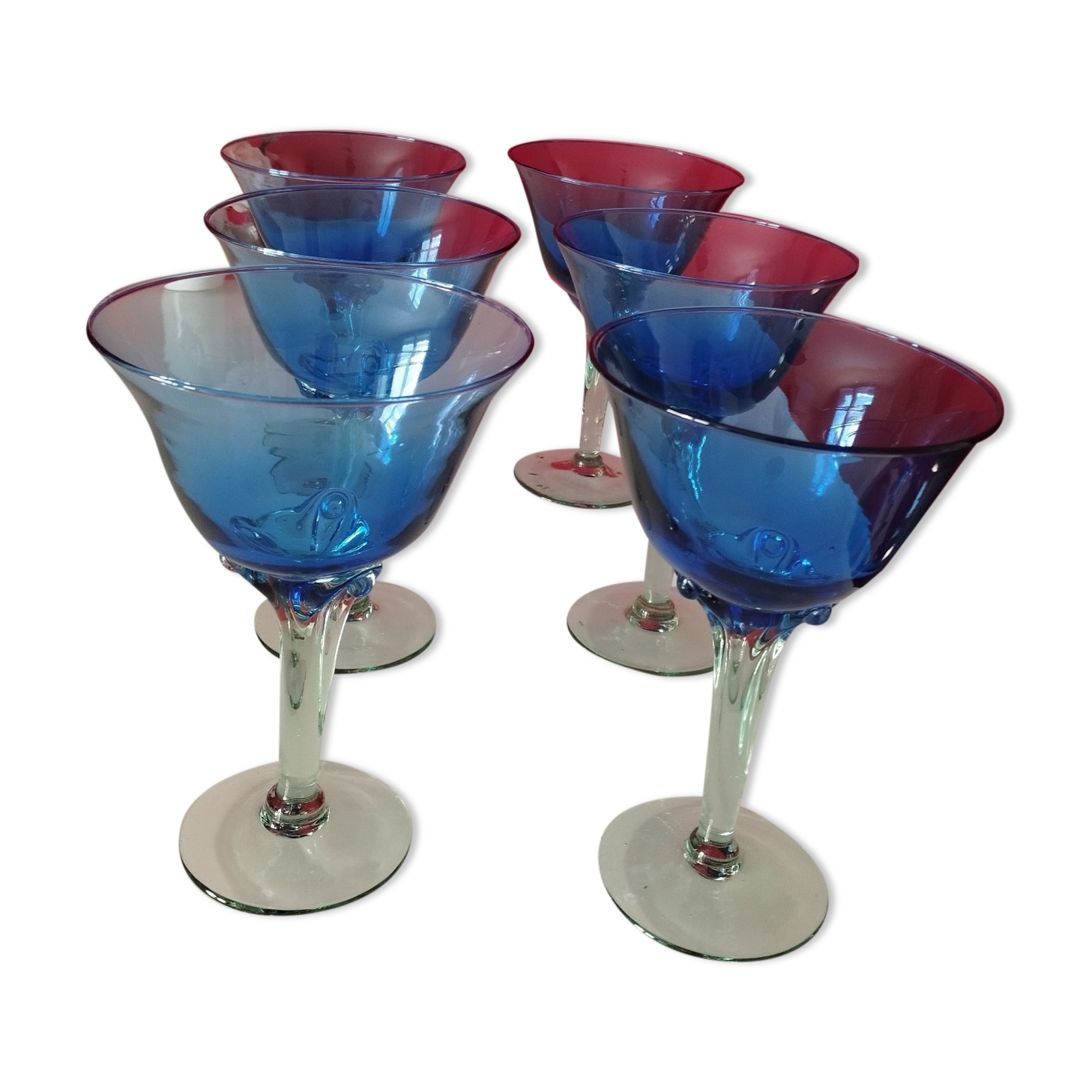 Glasses with blue foot