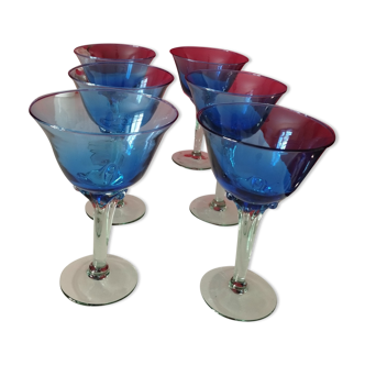 Glasses with blue foot