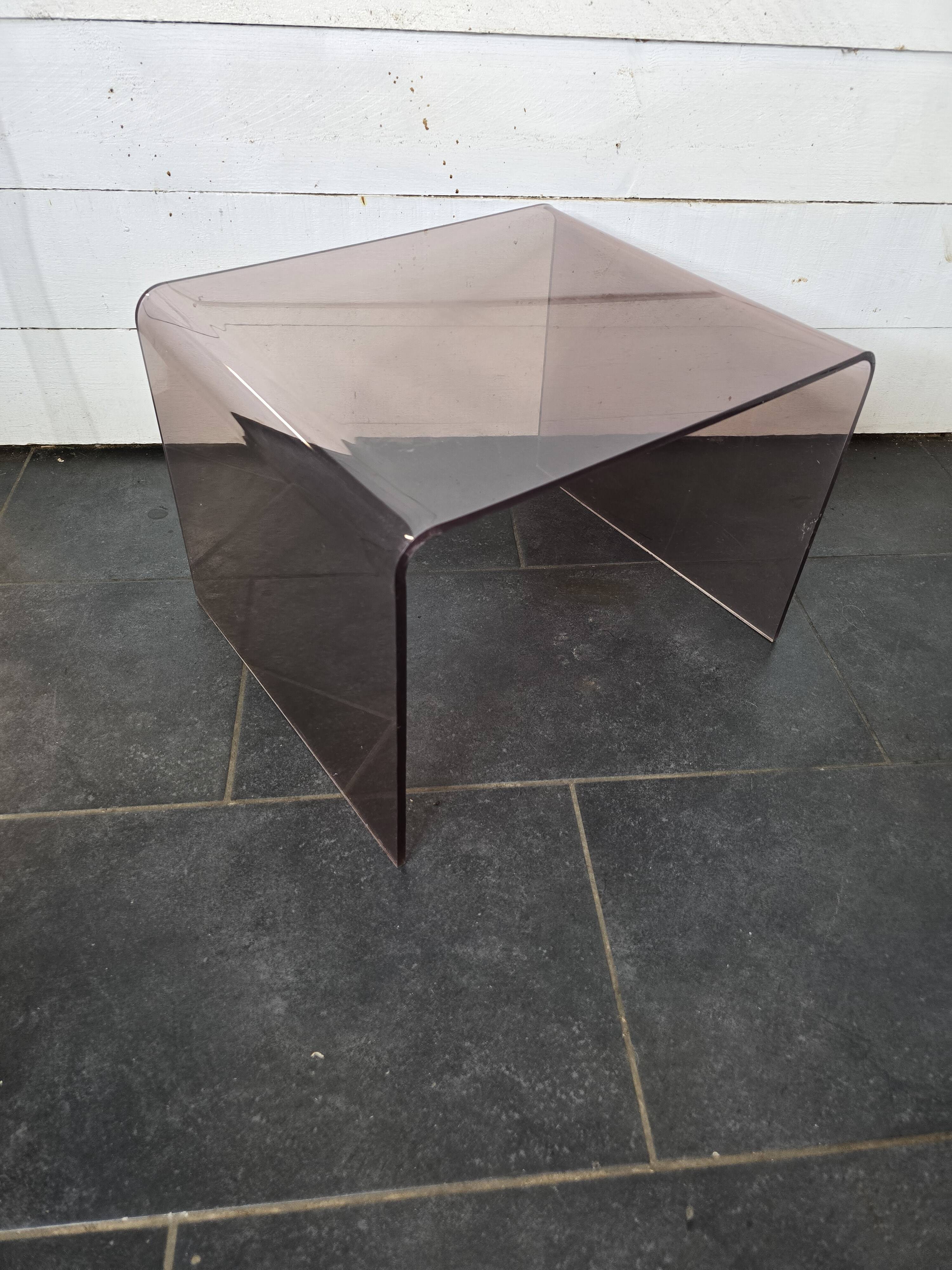 Smoked plexiglass side table from the 70s