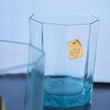 Mid Century Italy Frangar Non Flectar Whiskey Set of Blue Glasses With Ice Bucket and Fork Tongs