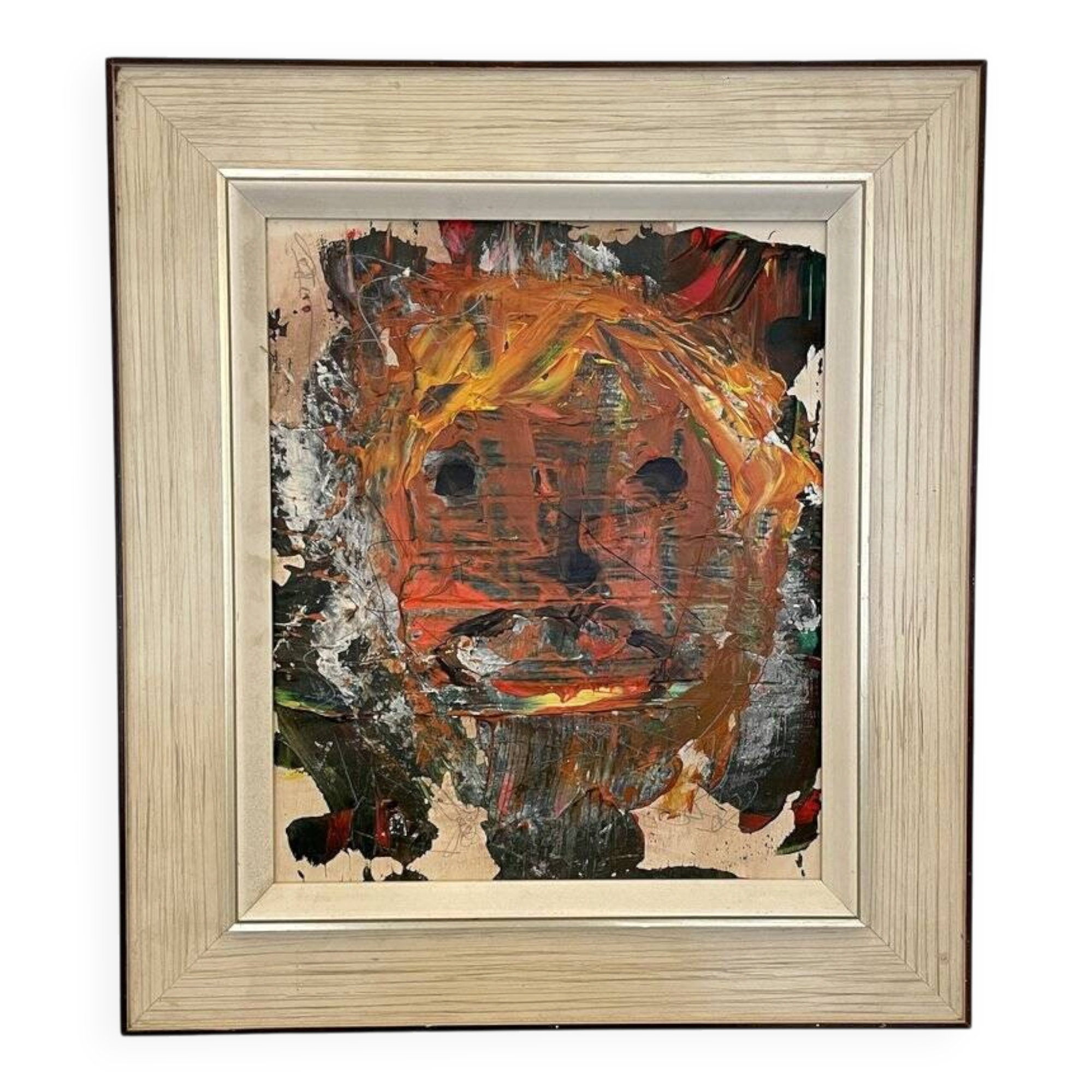 Modern Multicolored Painting, 2022, Acrylic on Wood, Framed