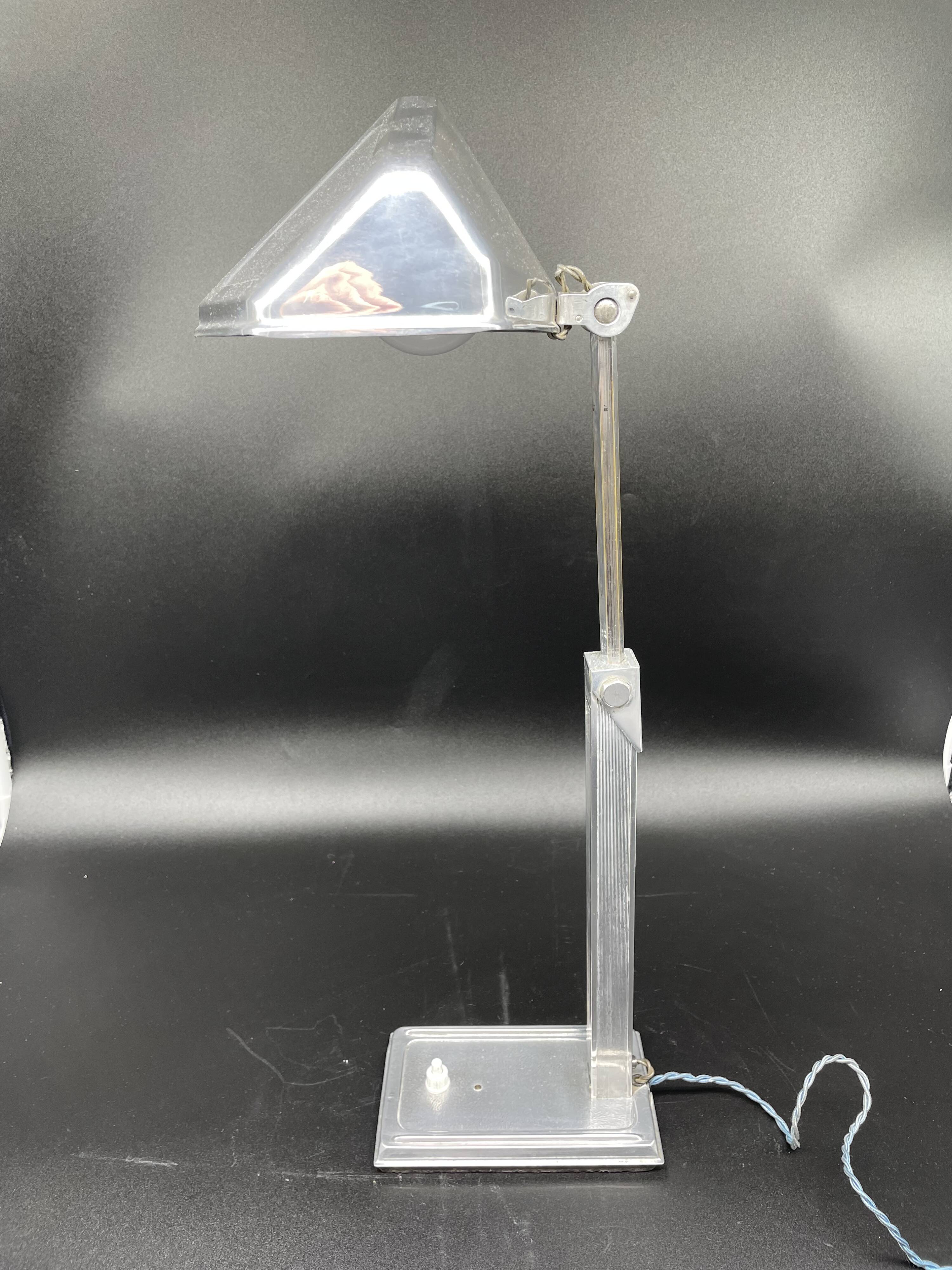 Vintage Pirouett France lamp, Art Deco, model patented in 1940, aluminum