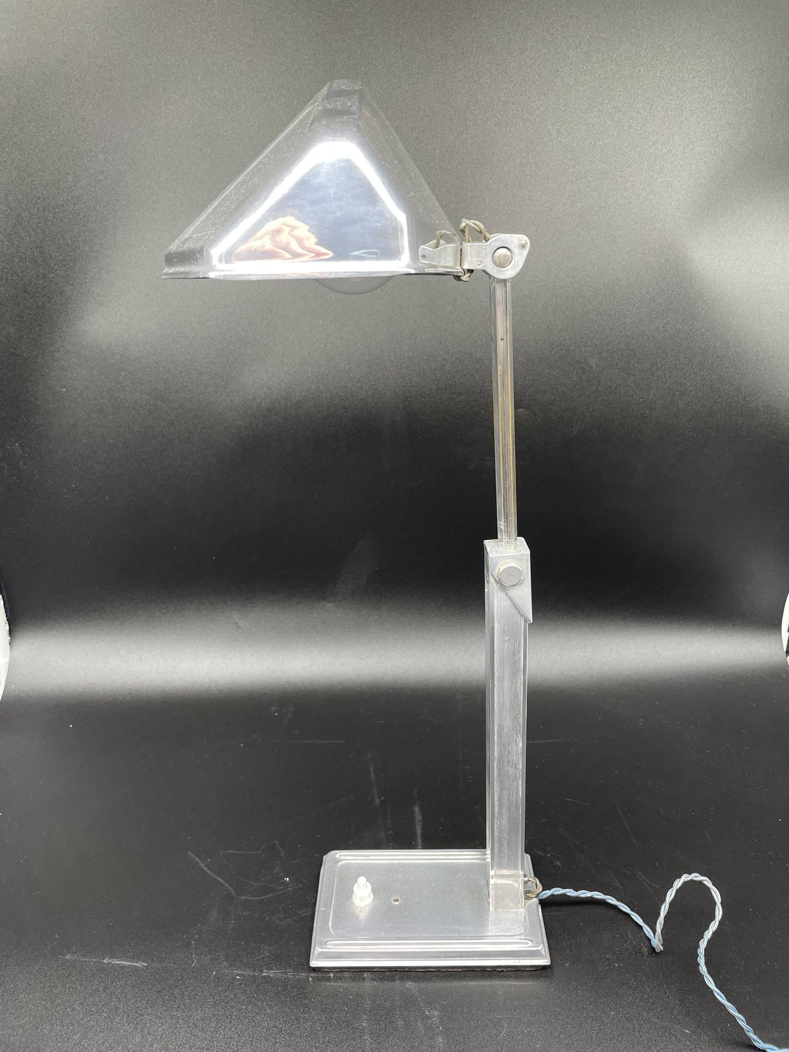 Vintage Pirouett France lamp, Art Deco, model patented in 1940, aluminum