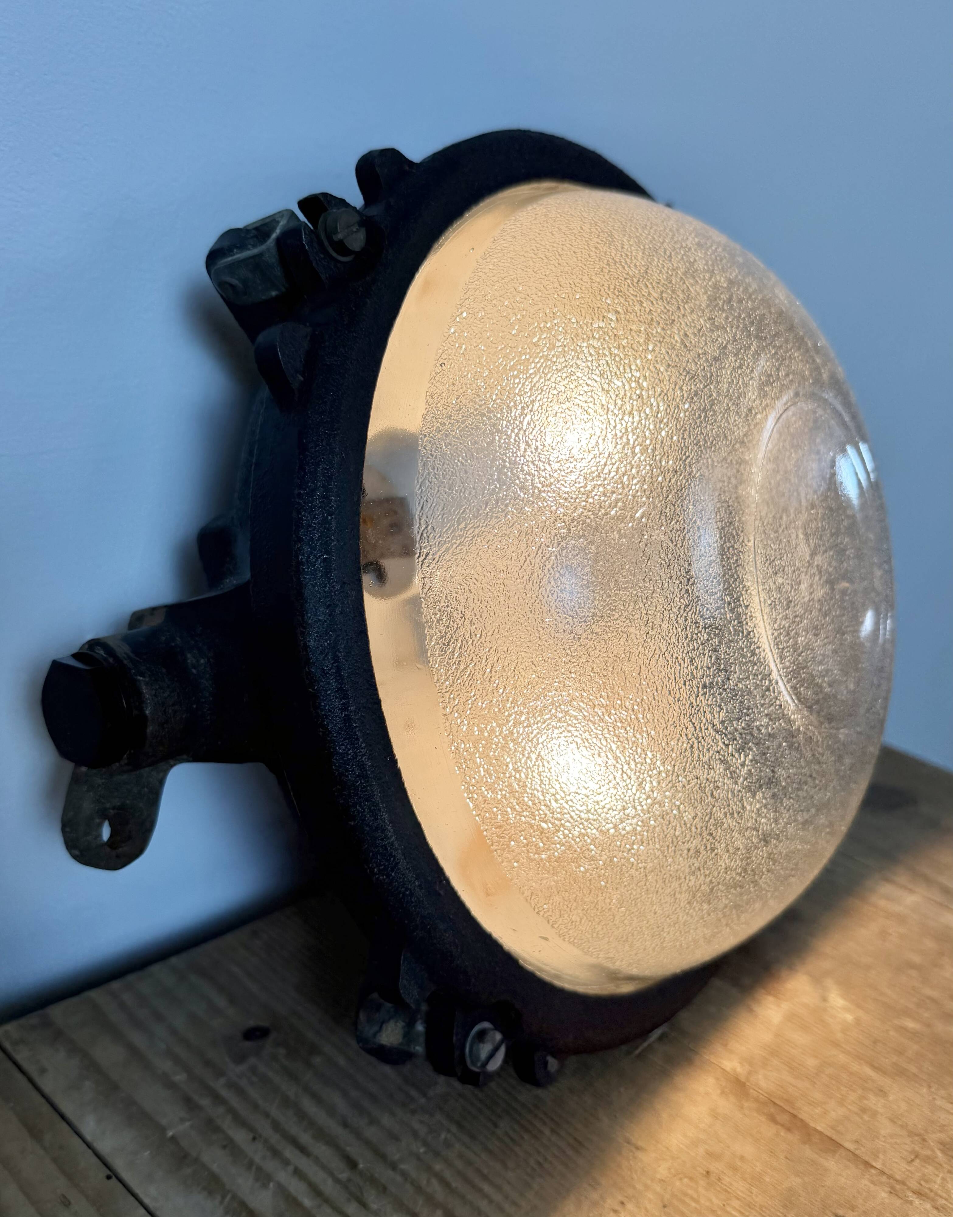 Black Industrial Cast Iron Wall or Ceiling Light from Elektrosvit, 1960s