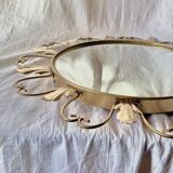 Vintage "witch" mirror - round convex mirror in gold metal