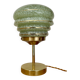 Vintage art deco globe table lamp in green and gold Clichy glass