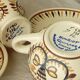 2 cups of chocolate lunch and faience henriot quimper milk jar