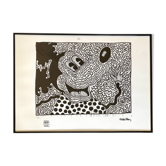 Lithographie originale - Keith Haring - Untitled de 1982 (Mickey) - numérotée + tampon à sec