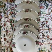 6 hollow earthenware plates, L'Amandinoise