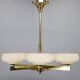 Art Deco brass chandelier with opaline glass, Czechoslovakia, 1930s