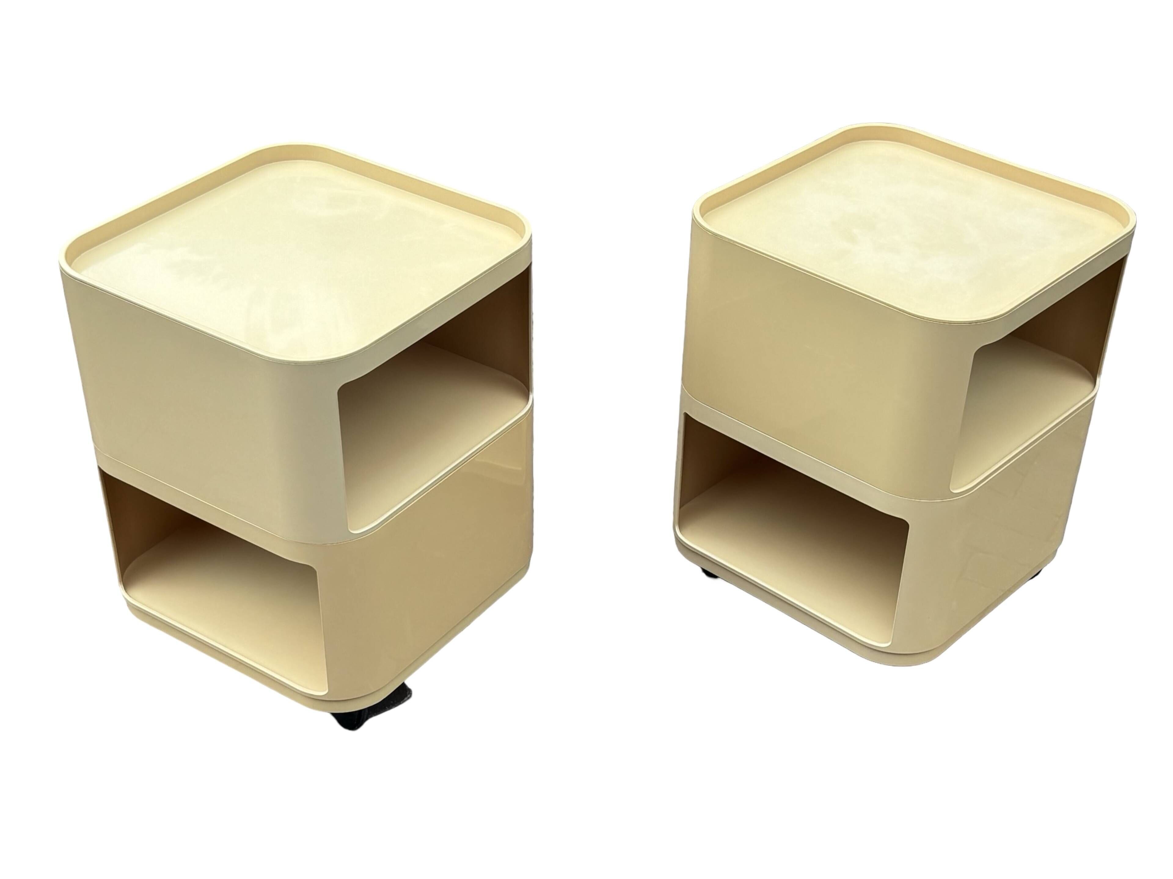 Ensemble vintage de deux chariots Kartell Componibili 4970 par Anna Castelli