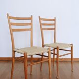Pair of Scandinavian straw chairs