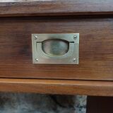 Bureau rétro design en placage et laiton années 60-70