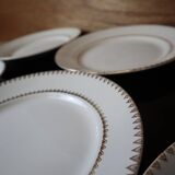 Ensemble de 6 assiettes plates en porcelaine Frise dorée