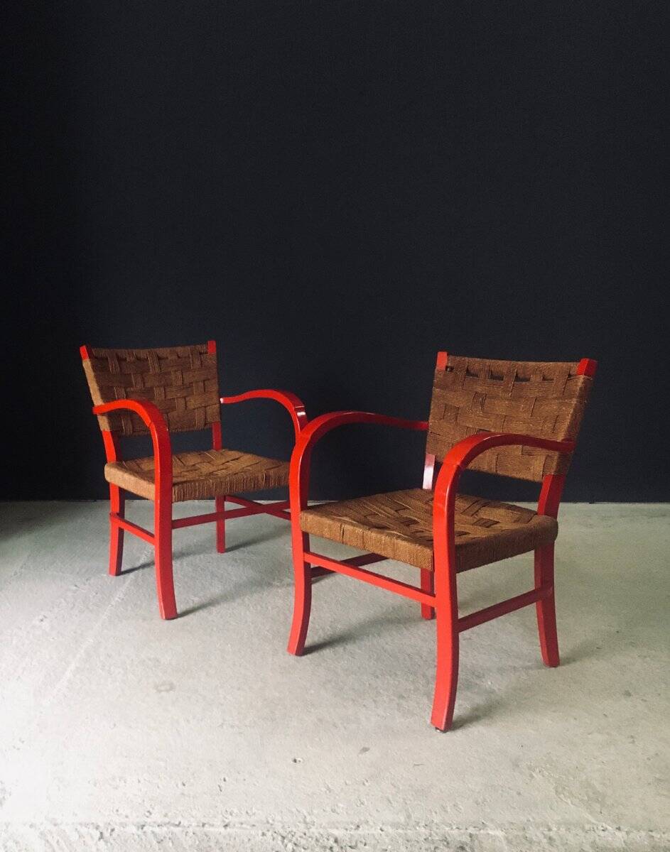 Mediterranean Armchairs, France, 1950s, Set of 2