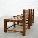 Pair of 1970s Brutalist Solid Oak Side Chairs