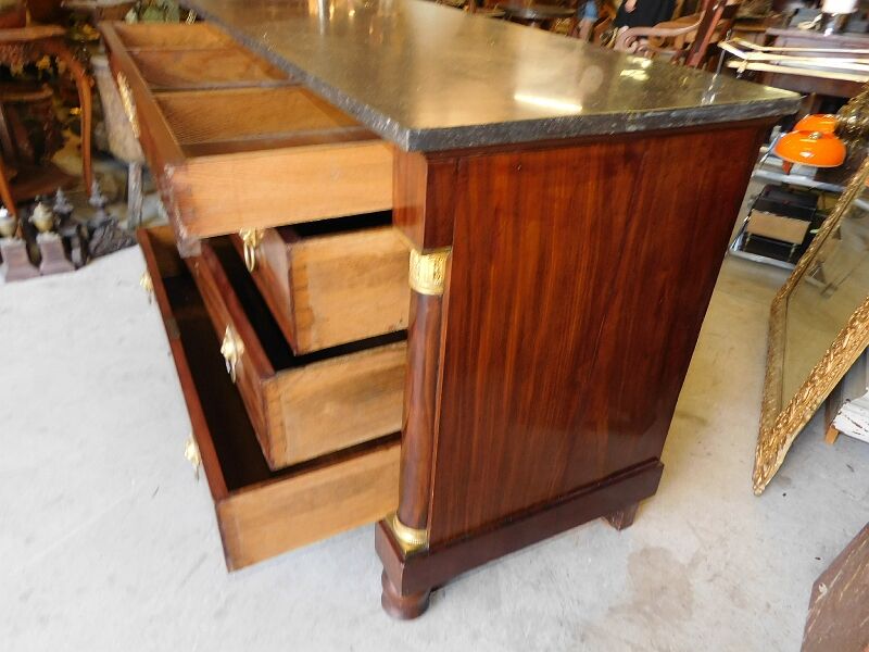 Empire dresser 4 drawers in mahogany and bronze