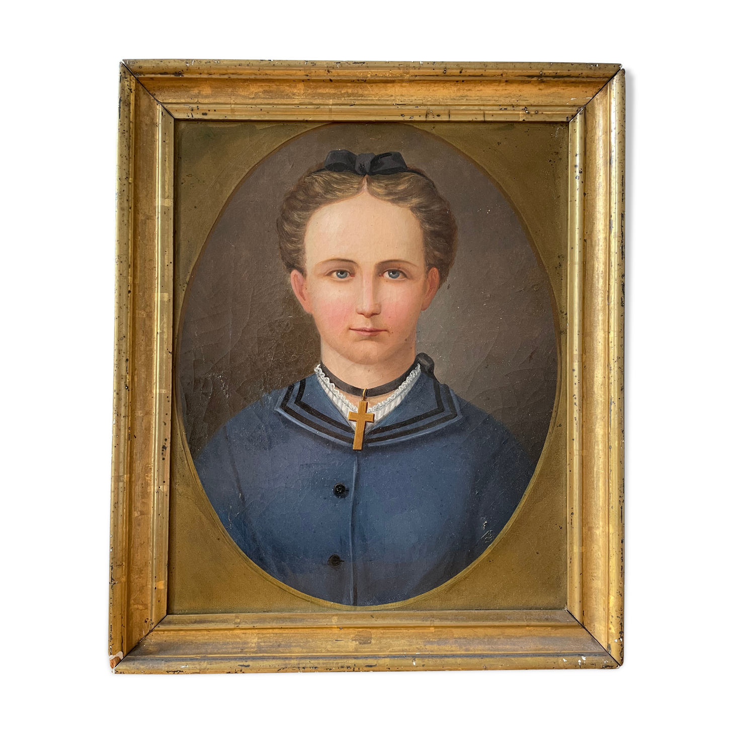 Nineteenth century portrait painting dated 1877