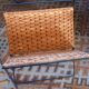 Folding magazine rack in metal and vintage woven wicker