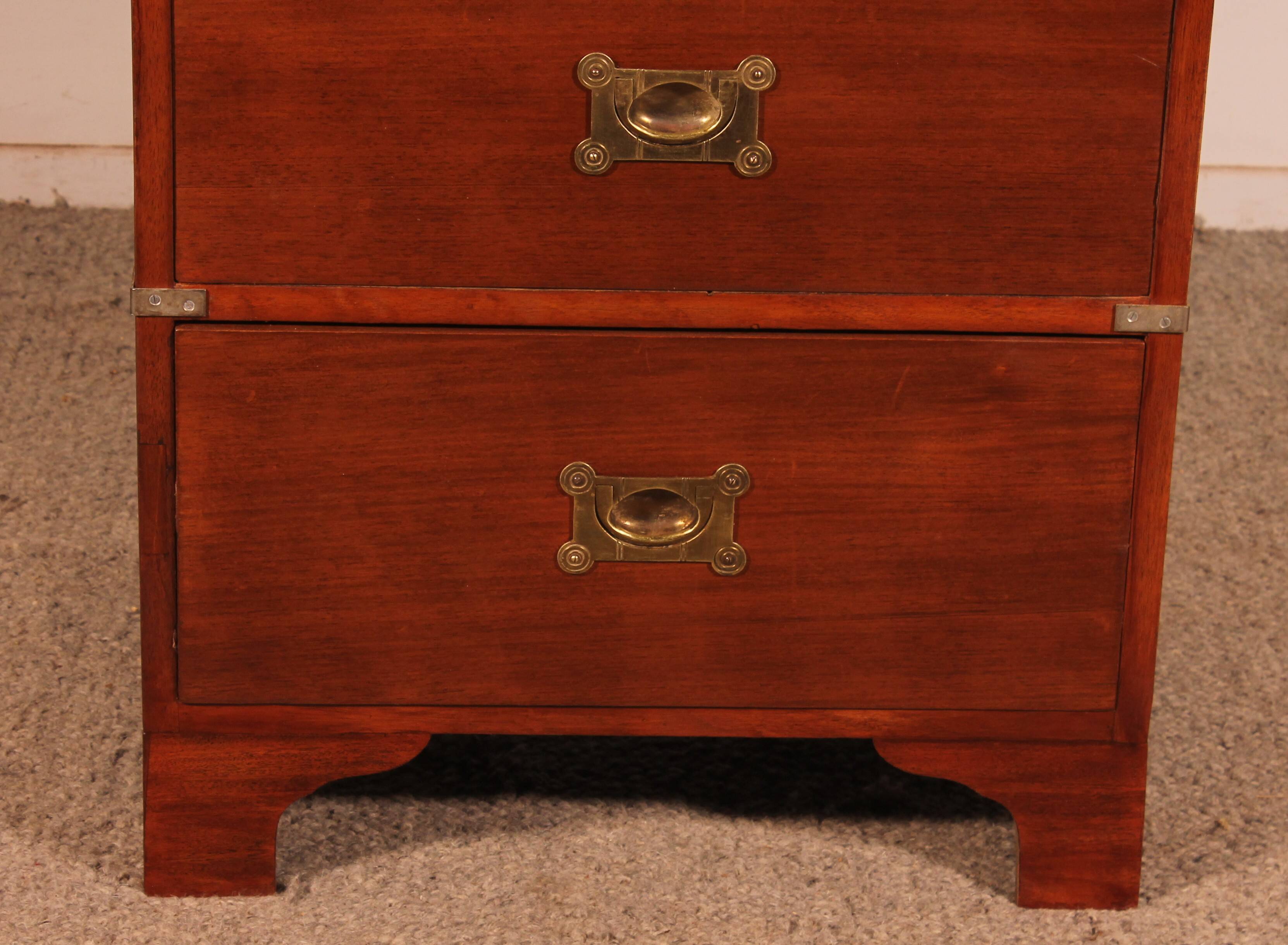 small marine or military chest of drawers in mahogany - 19th century