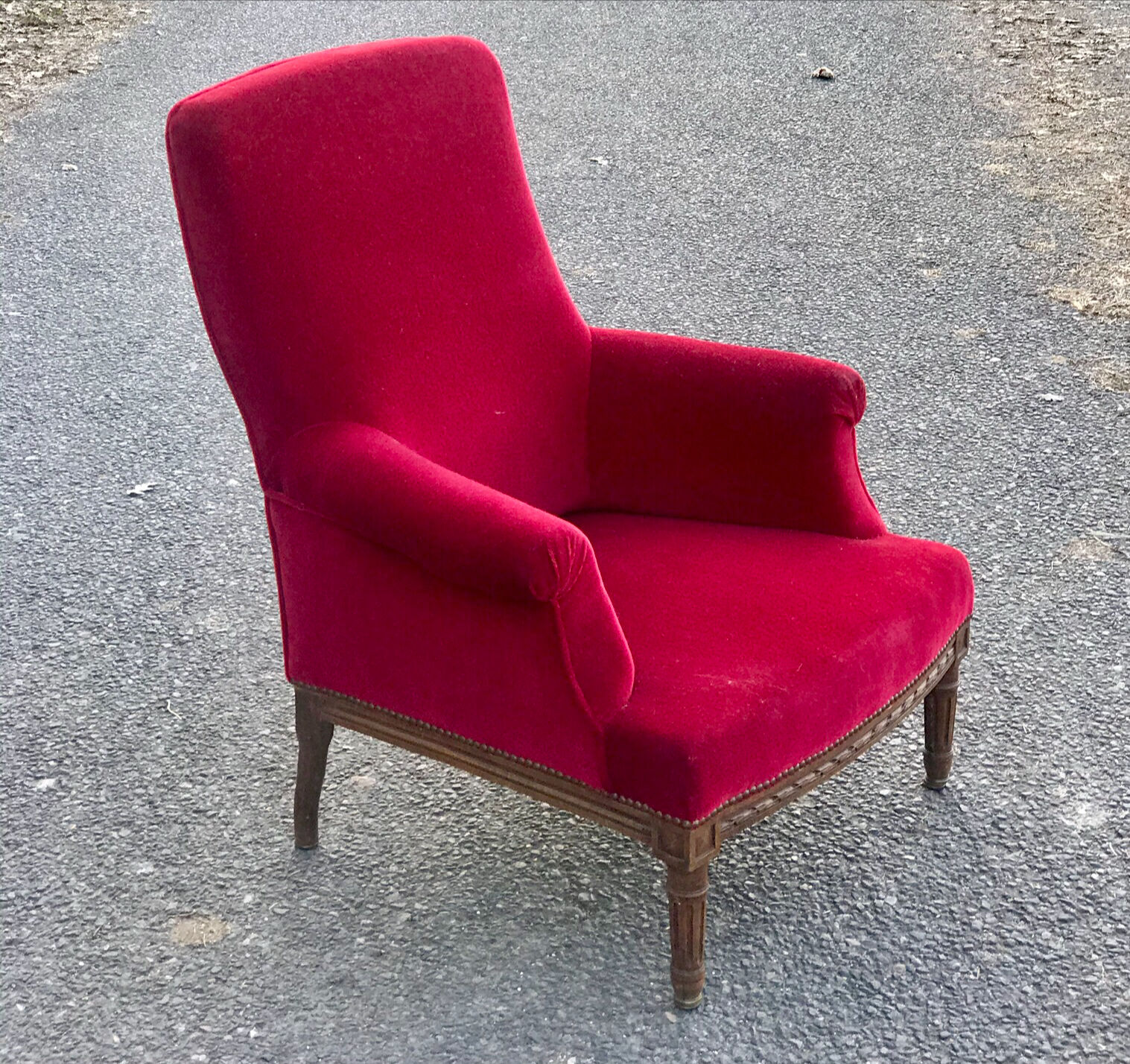 Red velvet English armchair